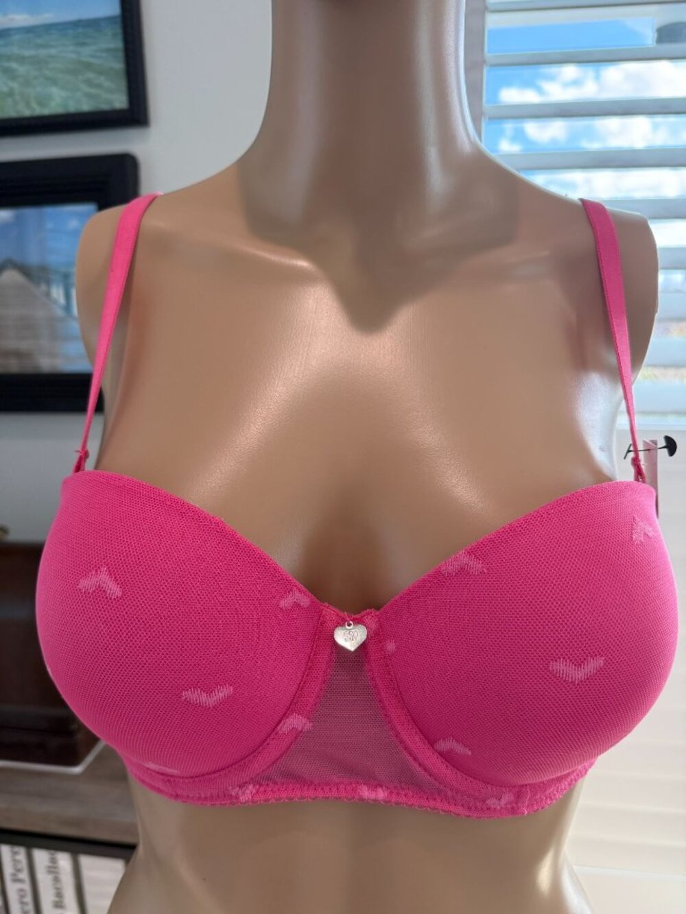 Steve Madden Convertible Mesh Bra with Heart Detail -36C-NWT